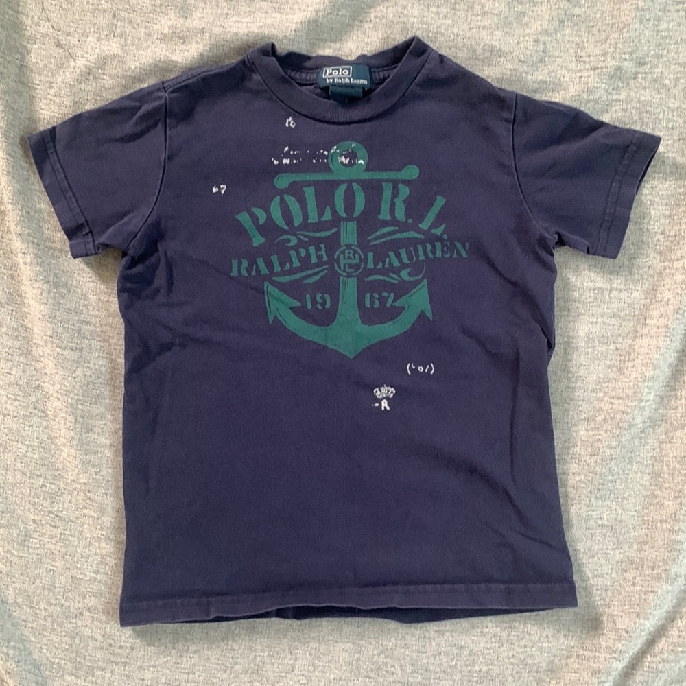 Polo Ralph Lauren Navy and Green Anchor T Shirt - 5
